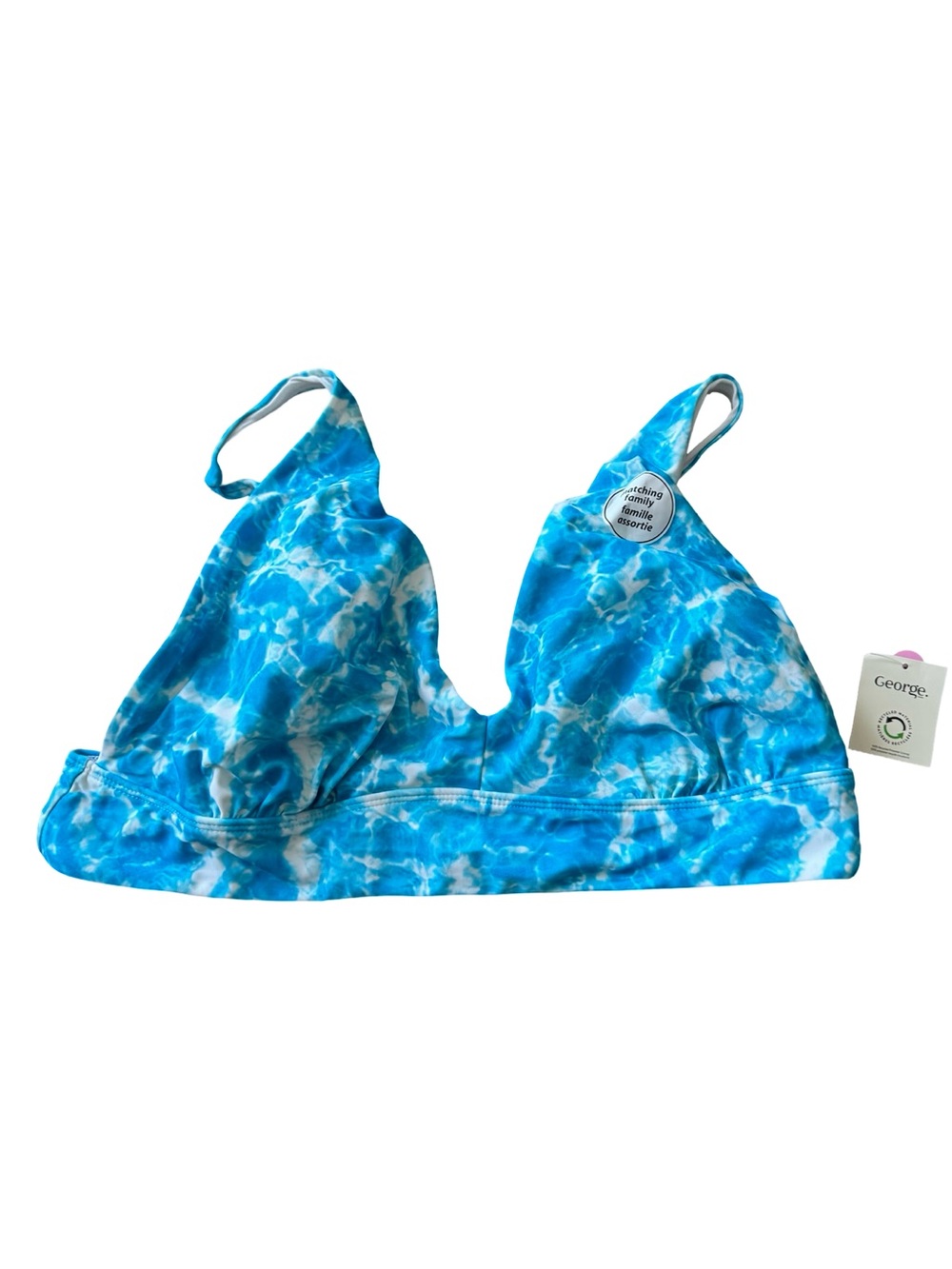 George Bikini Top Womens XXL Halter Blue Tie Dye Matching Family Swim NWT